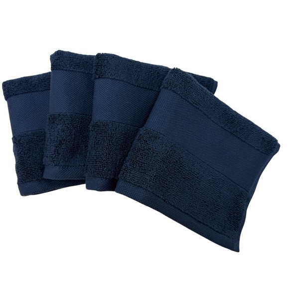 Lauren Ralph Lauren Wescott Washcloths Set of 4 Club Navy NWT - Picture 1 of 6